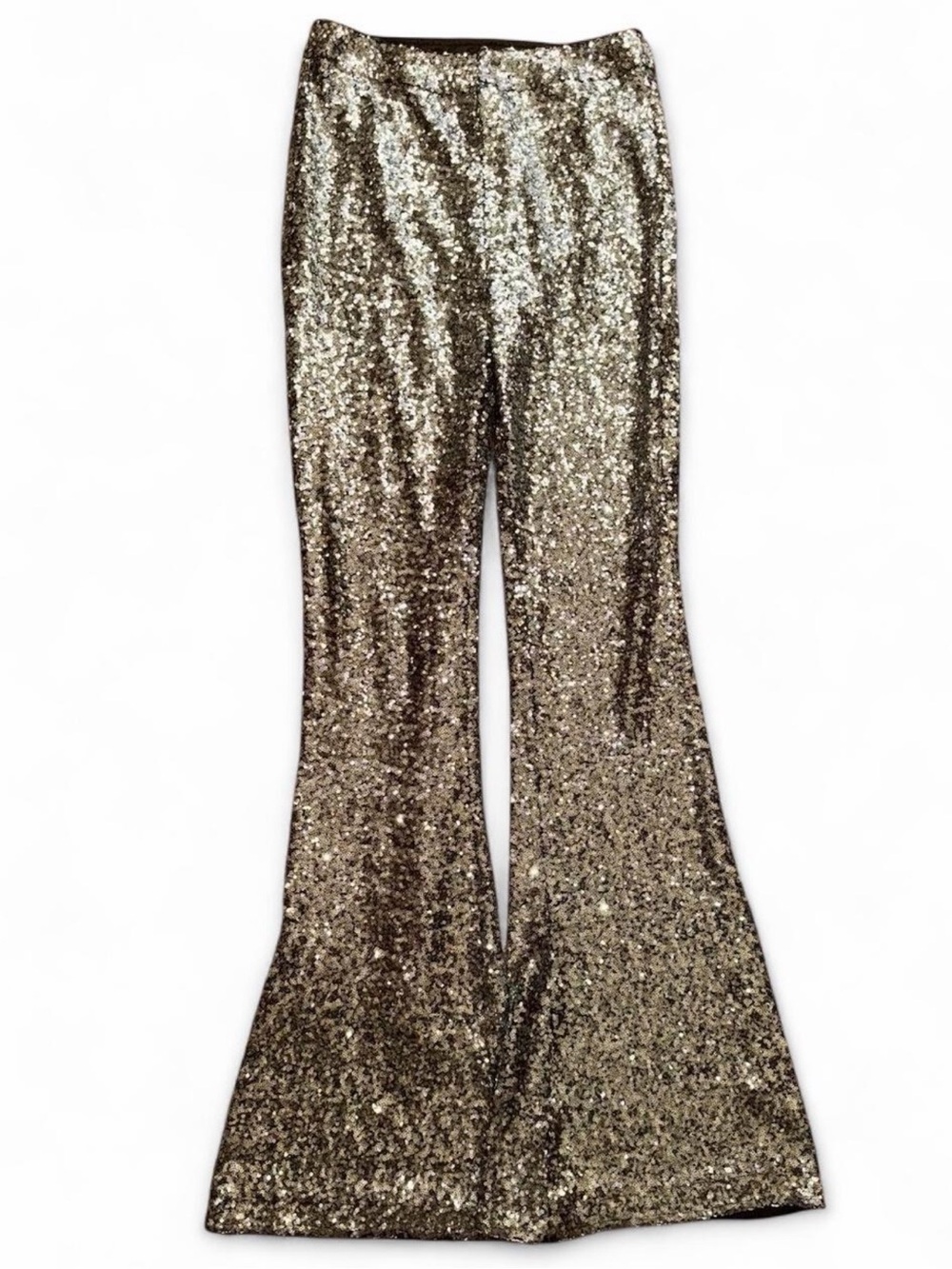 FATE Silver Sequin Flare Pants Size Medium